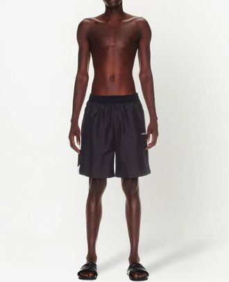 Off-white Mens Diagonal Logo Surfer Swim Shorts Black Clothing > Beachwear