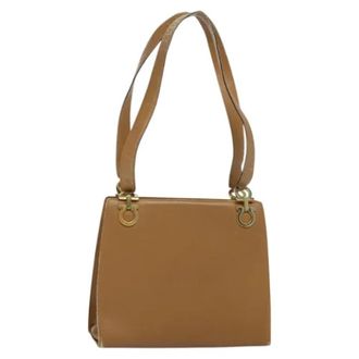 Ferragamo Tweedehands leren schoudertassen - Dames - Vintage Schoudertas - Beige - ONE Size - Leer - Vintage