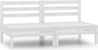 vidaXL Sof&aacute;s Central De Jard&iacute;n 2 Unidades Blanco Madera Maciza De Pino Vidaxl