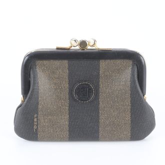 Fendi Brown Leather Coated Canvas Coin Purse/Coin Case (Pre-Owned)