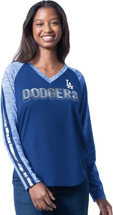 G-III 4Her by Carl Banks Womens G-III 4Her by Carl Banks Royal Los Angeles Dodgers Top Dog Raglan Long Sleeve V-Neck T-Shirt at Nordstrom, Size Medium