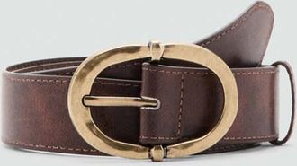 Mango Cintura fibbia metallo texture marrone - Donna - XL - MANGO
