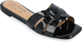 Journee Collection Arrina Sandals Womens Black Patent Slip On Slide GAL2192