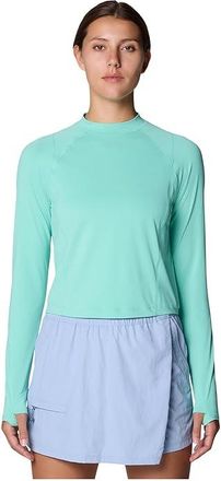 Mountain Hardwear Crater Laketm Long Sleeve Crop Womens Clothing Icy Teal : SM, Polyester/Elastane