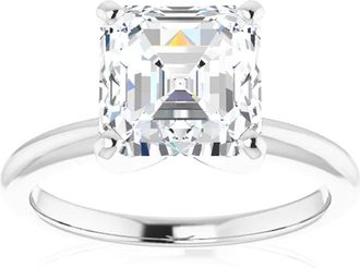 Pompeii3 5Ct Asscher Solitaire Moissanite Engagement Ring in White Yellow or Rose Gold