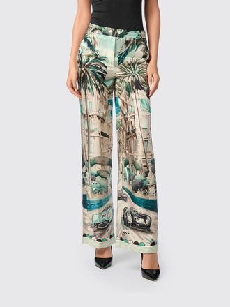 Philipp Plein Graphic Print Satin Palazzo Trousers with Drawstring Waist