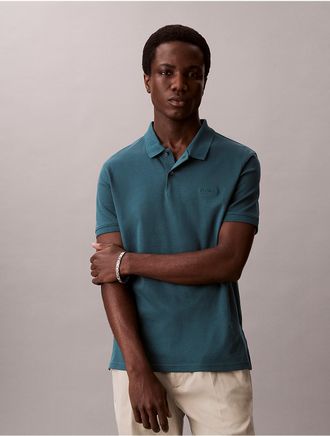 Calvin Klein Mens Liquid Touch Polo Shirt - Green - L