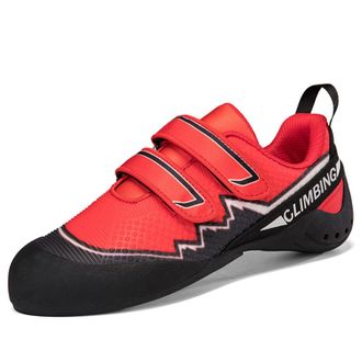 Generic Unisex Anti-Slip Wear-Resistant Climbing Shoes - Outdoor Lightweight Bouldering Climbing Training Shoes for Women (Black red,5.5)