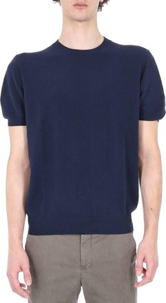 Drumohr Blue Lightweight Terry Cotton-Blend T-Shirt