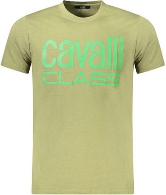Cavalli Mens Logo Tee - Sage Green Cotton - Size X-Large