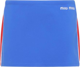 Miu Miu Blue Logo Embroidery Skirt