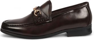 Infinity Leather Bruine loafers voor heren met gouden gesp en handige instappers