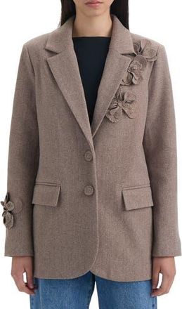 NVLT Floral Appliqué Blazer in Taupe Mix at Nordstrom Rack, Size X-Small