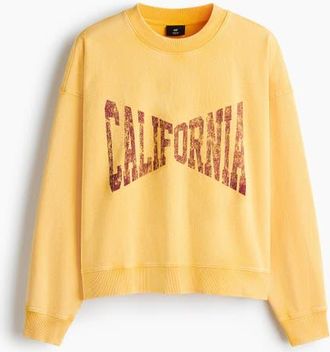 H&M Oversized Fit Sweatshirt in Light Orange/california at Nordstrom, Size Xx-Large