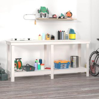 vidaXL Vidaxl - Banco De Trabajo De Madera Maciza De Pino Blanco 180x50x80 Cm