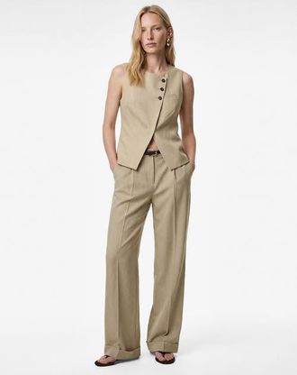 Koton Sleeveless Button-Down Vest in Khaki at Nordstrom, Size 8
