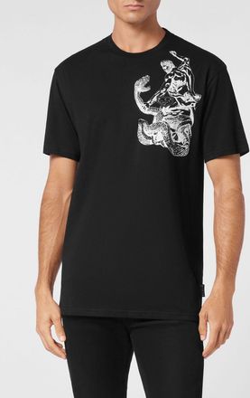 Philipp Plein T-shirt in cotone con stampa grafica Snake e logo a contrasto