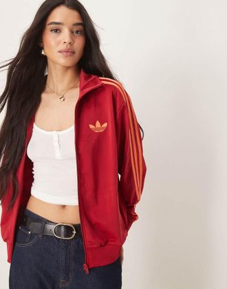 adidas Originals Firebird - Giacca sportiva ampia rossa e arancione-Rosso