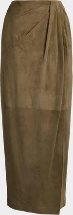 Ralph Lauren Collection Lightweight Suede Midi Skirt
