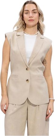 Notre-V Jassen, Dames, Beige, XL, Leer, Nv-Hilda Gilet