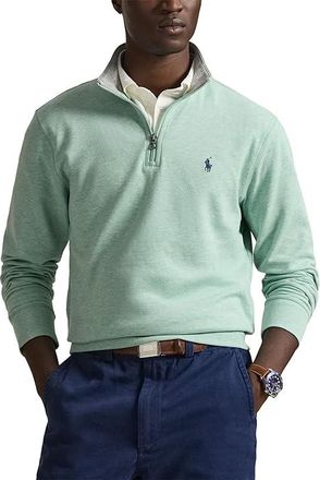 Polo Ralph Lauren Long Sleeve Lux Jersey Quarter Zip Pullover Mens Clothing Celadon Heather : 2XL, Viscose/Nylon/Cotton