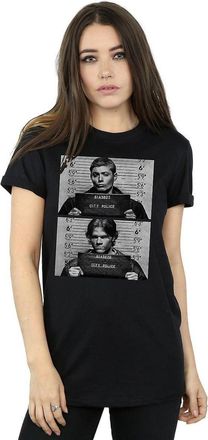SuperNatural Womens Winchester Mugshots Boyfriend Fit T-Shirt XXX-Large Black