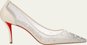 Christian Louboutin 80mm Miss Z Degrastra Embellished Mesh Pumps