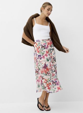 Icone Womens Sheer chiffon button-front midi skirt