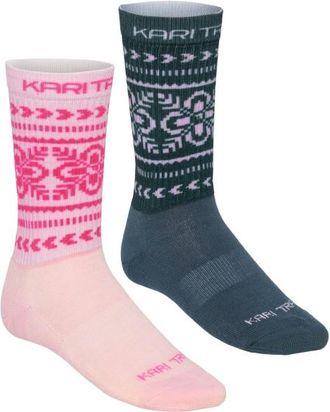 Kari Traa Puffin Sock 2 Pack Merinosocken f&uuml;r Damen | rosa/blau