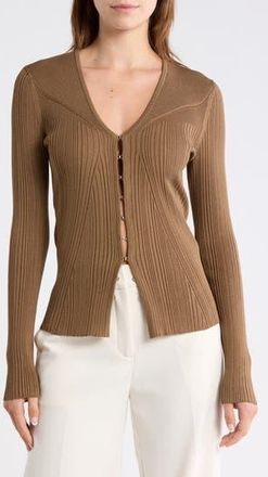 BOSS Forama Rib Cardigan in Open Brown at Nordstrom Rack, Size X-Small