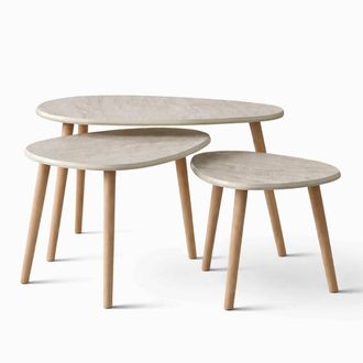 Concept Usine Conjunto de 3 tablas anidadas de dise&ntilde;o de efectos de travertino