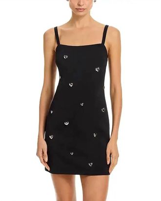 Milly Colette Heart Applique Mini Dress In Black