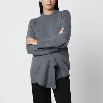 Toteme Dark grey asymmetrical wool and cashmere sweater