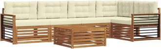 vidaXL Conjunto De Sof&aacute;s De Exterior 6 Uds. Natural Y Crema Vidaxl