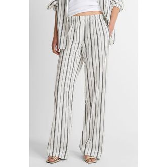 Vince Resort Stripe Pull-On Wide Leg Pants in Whb-White/Black at Nordstrom, Size X-Large
