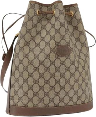 Gucci Pre-owned Vintage Bucket Bag - Dames - Vintage Tas - Beige - ONE Size - Leer - Vintage