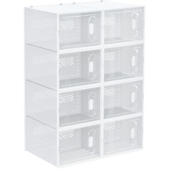 OEM Unidad De Almacenamiento Modular, 8 Cubos, Zapatero Apilable, Ropa, Libros, Juguetes, Blanco Y Transparente -crezuo
