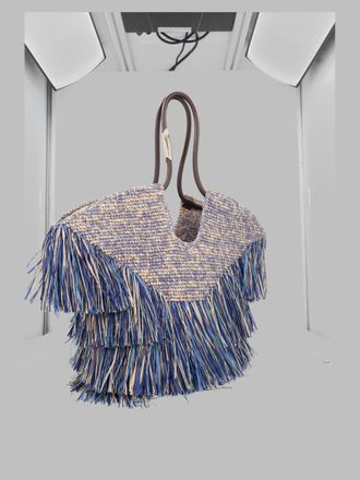 Zimmermann Womens Tote Bag Goldentime Blue Raffia Handbags Hand