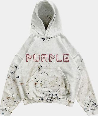 Purple Mens Heavyweight Fleece Pullover Hoodie