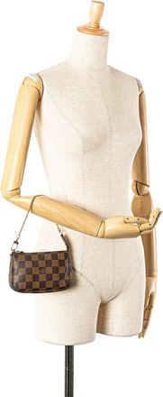 Louis Vuitton Pre-owned Womens Pochette Accessoires Damier Ebene Wristlet - Brown Textile - One Size