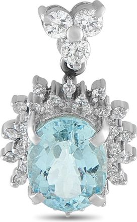 Luxury Bazaar Platinum 0.38ct Diamond and Aquamarine Pendant MF23-010626