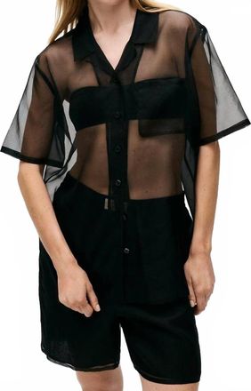 Silk Laundry Organza Camp Shirt In Black