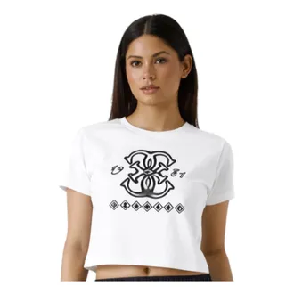 Guess T-Shirts, female, White, Size: XS Maxi Logo T-Shirt