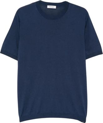 KANGRA Girocollo M-Manica Rasato Calato - Heren - T-shirts - Blauw - 2XL - Satijn - Tops