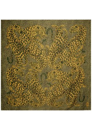 Saint Laurent Leopard-print Silk Scarf - Multicoloured - One Size