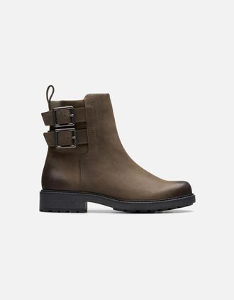 Clarks Womens Clarks Orinoco2 Bay in Mole Grey Leather - Brown