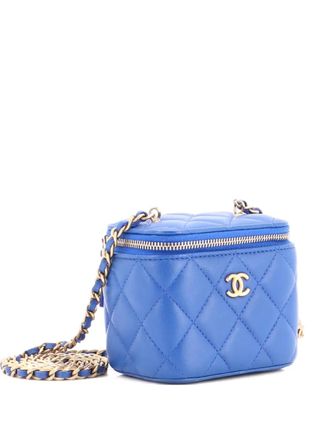 Chanel Pearl Crush Vanity Case with Chain Quilted Lambskin Mini clutch bag - Blue