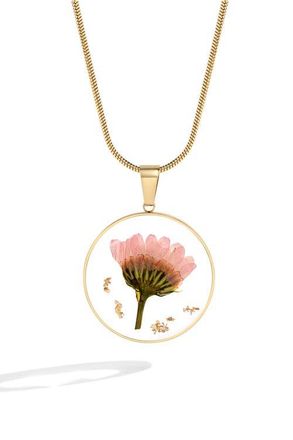 Mint & Lily Pressed Birth Flower Necklace in Gold /Lily Of The Valley at Nordstrom