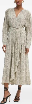 Twin-Set long-sleeve V-neck midi dress - women - Viscose - 40 - Neutrals