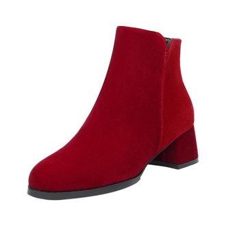 Generic Womens Ankle Boots with Heel Suede Winter Boots Pointed Chelsea Boots Comfortable Winter Shoes Outdoor Womens Ankle Boots Short Shaft Womens Boots Lei